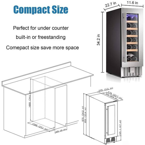 12"15" Wine Cooler Beverage Refrigerator Beer Mini Fridge 19 Bottles
